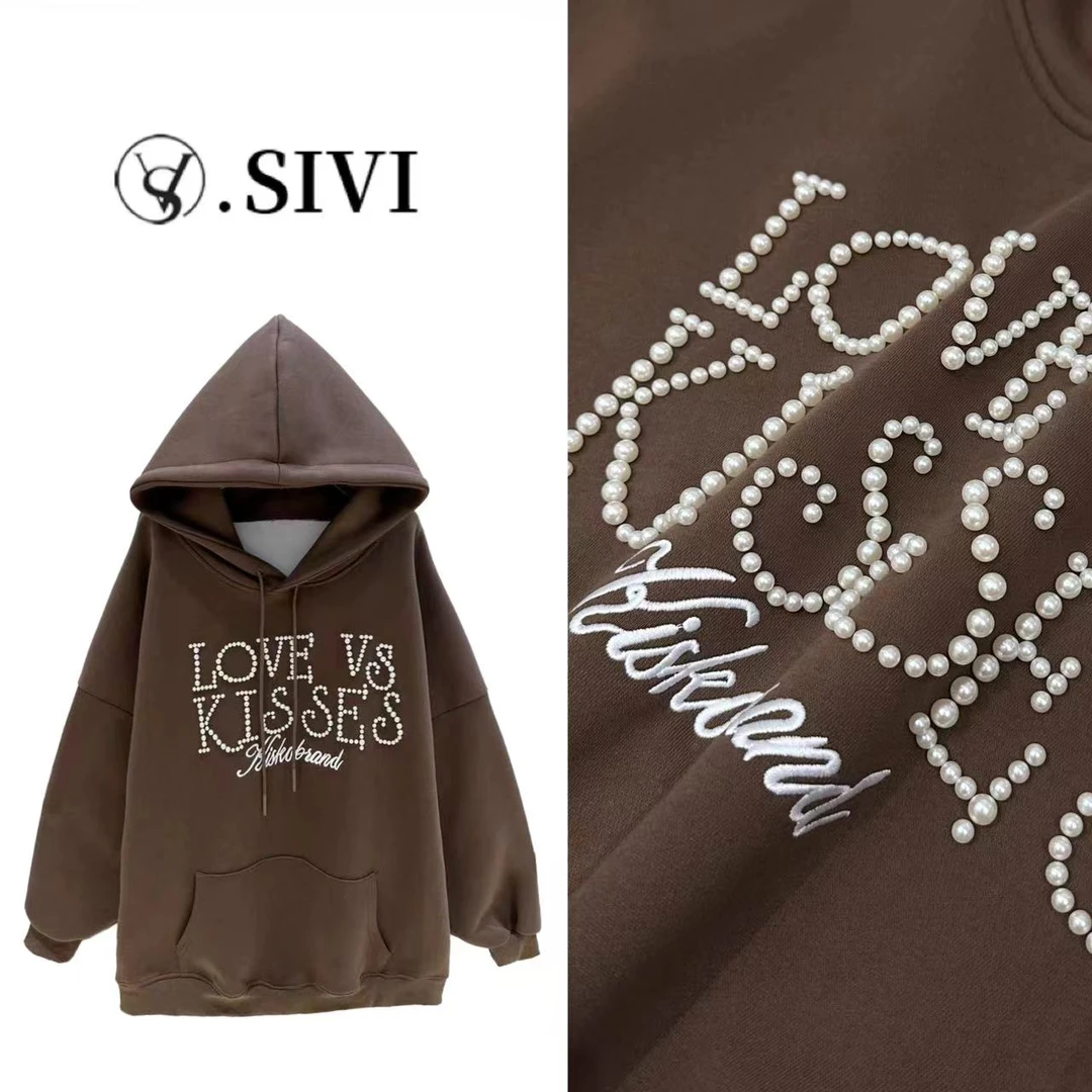 熙薇气质连帽卫衣【落日晚风】秋冬新款时尚休闲帽衫F6620