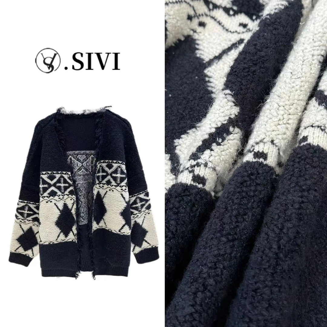 熙薇慵懒感毛衣外套【暗香疏影】秋冬新款休闲上衣F6595