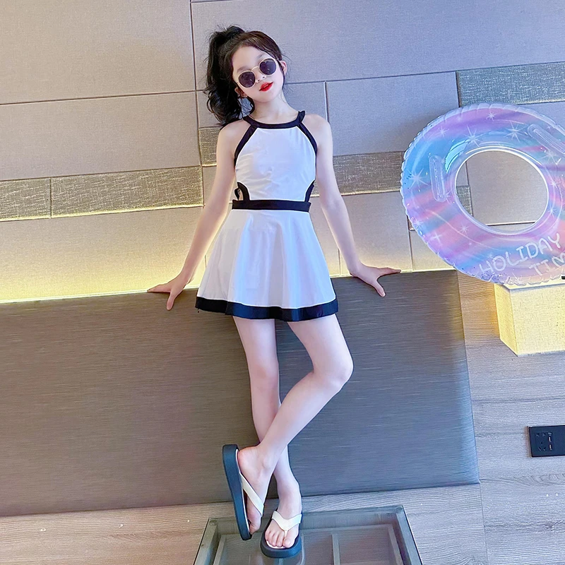 网红女童裙式泳衣2025新款洋气大童初中泳装儿童女孩游泳衣高级感