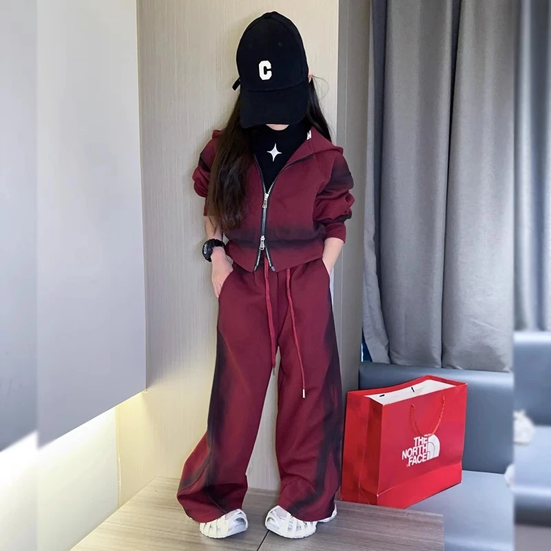 女童秋季潮酷套装2025新款中大童时髦洋气秋装儿童休闲运动两件套