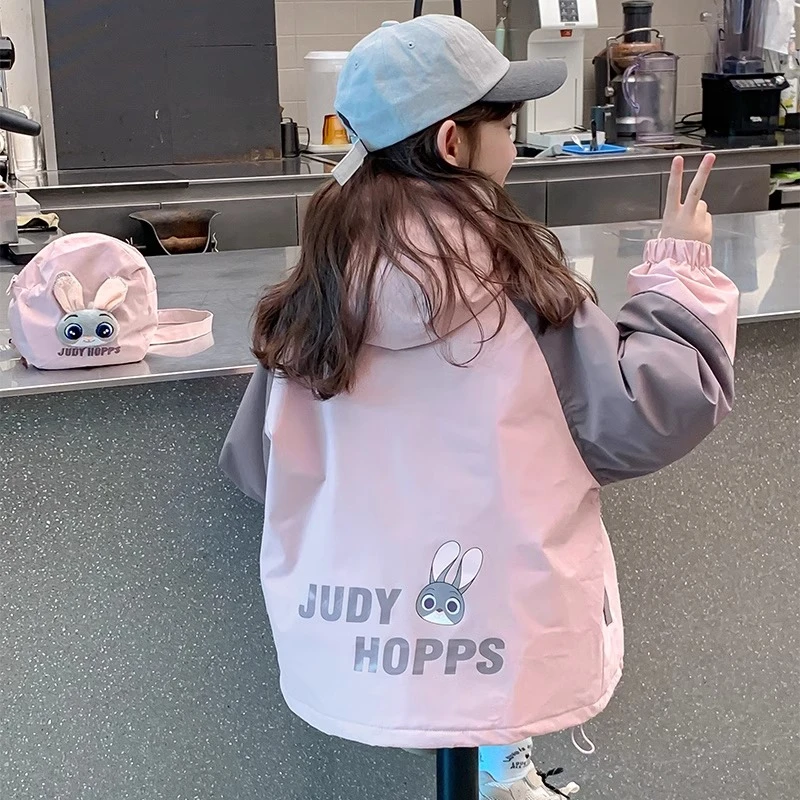 女童冲锋衣外套秋冬款2024新款洋气儿童冬装夹棉加厚冬季连帽上衣