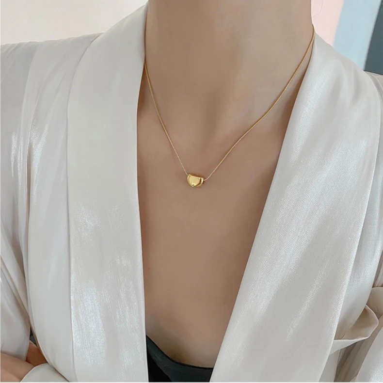 钛钢项链 千琢X1008不掉色 金色相思豆小豆简约百搭气质锁骨项链