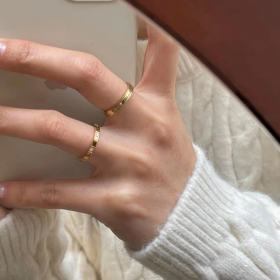 钛钢戒指 J2063时尚百搭简约气质小众满圈英文字母食指个性不掉色