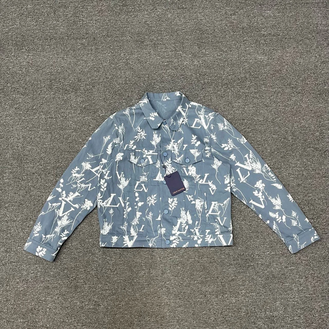 LV Louis Vuitton SS23蓝色麦穗满印logo牛仔夹克外套 全新带吊52