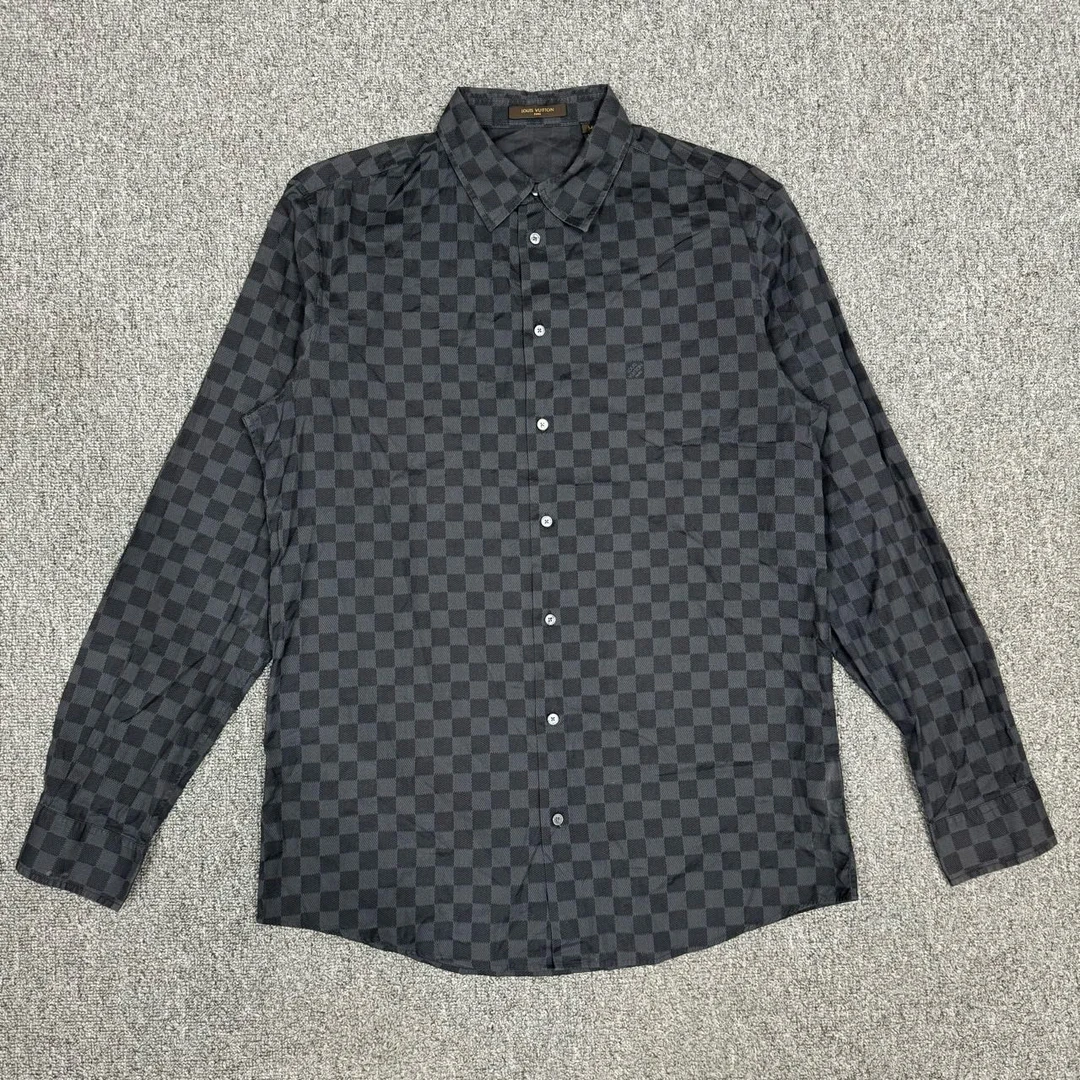 Louis Vuitton LV黑色棋盘格长袖衬衫 M码98新 9531132