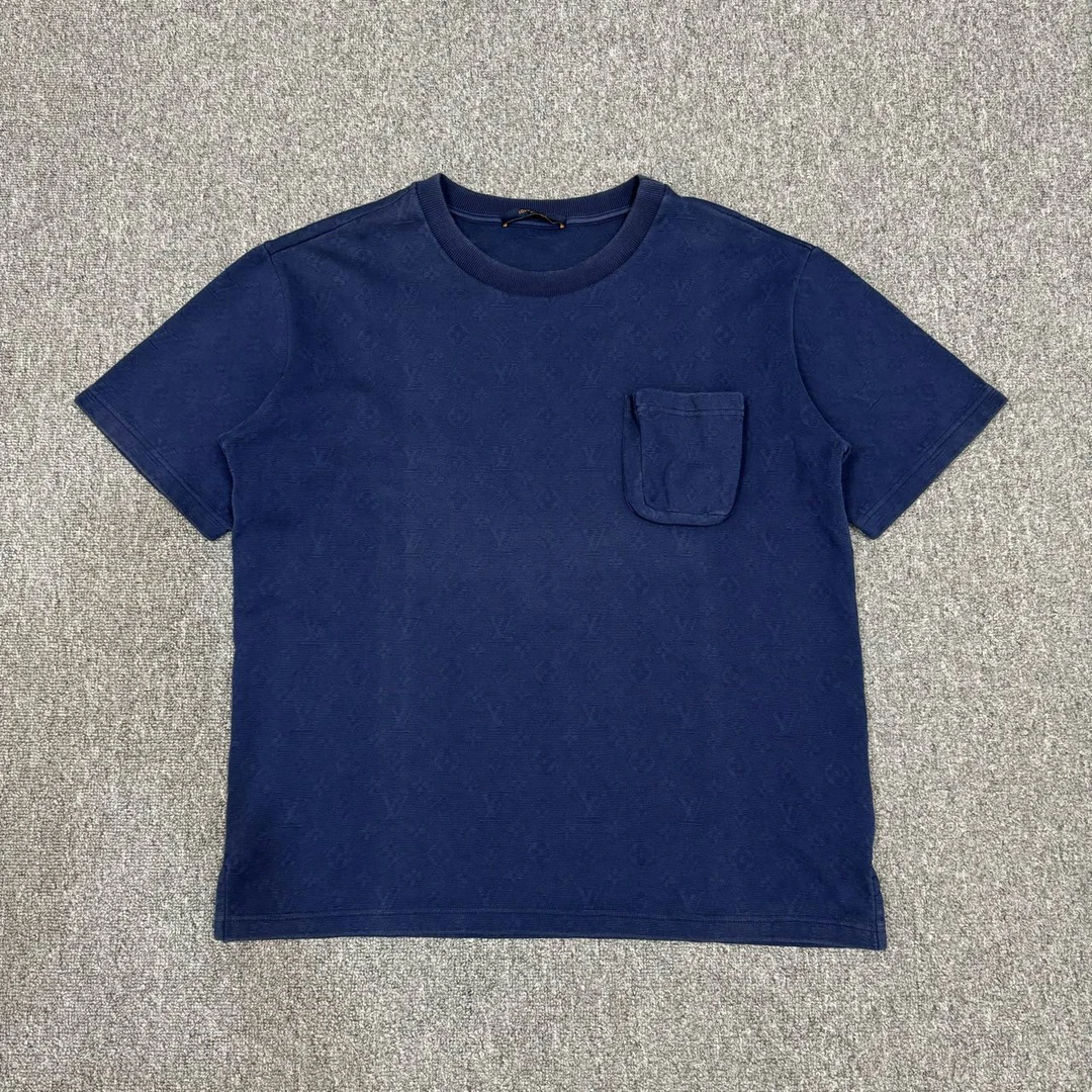 Louis Vuitton LV深蓝色满印暗纹口袋短袖 L码98新 8263431