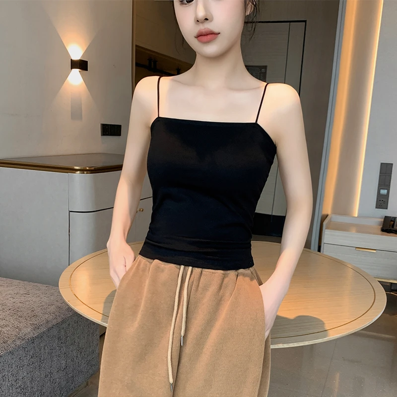 基础款小吊带背心女夏时尚修身显瘦韩版无袖T恤露脐短款打底上衣
