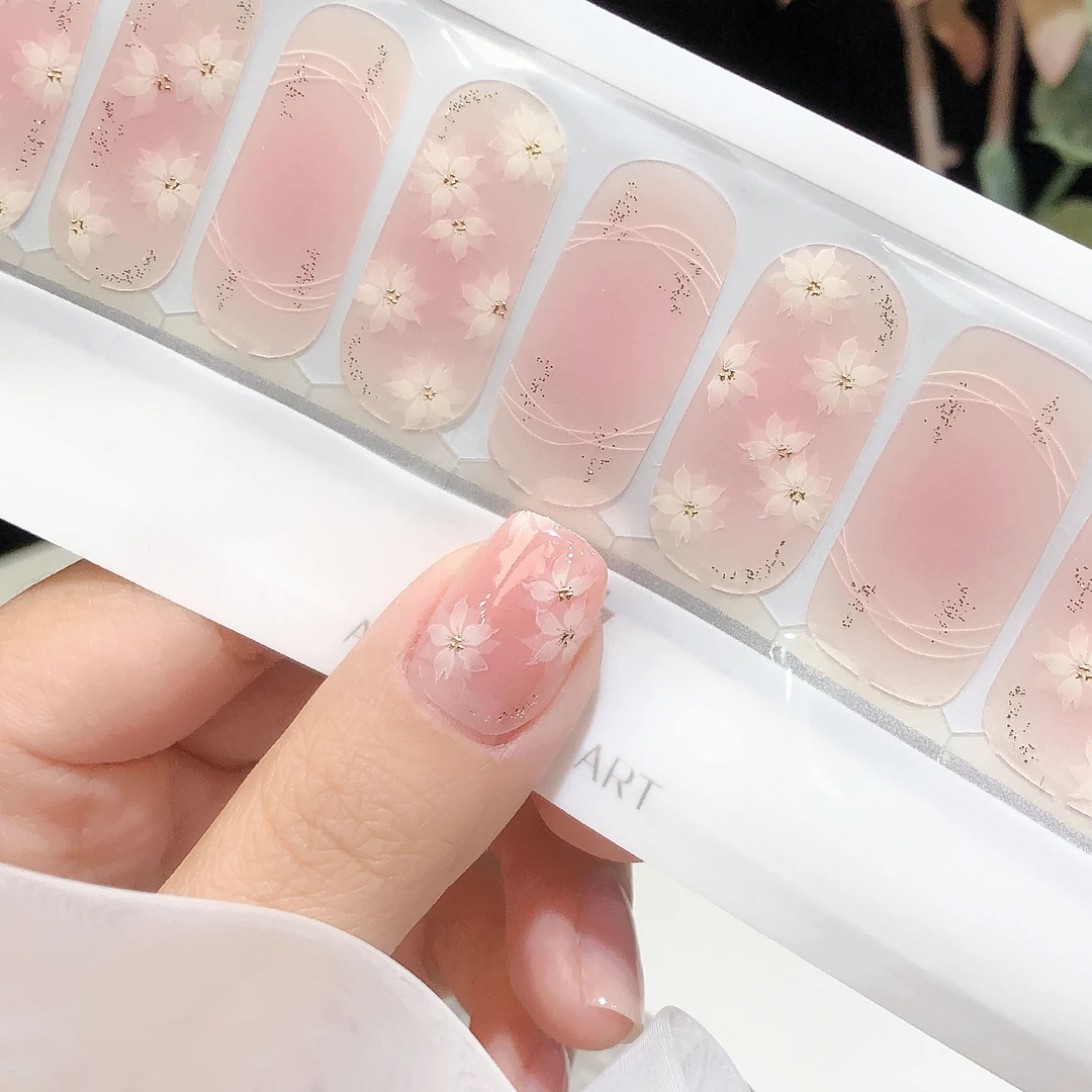 【落樱】美甲贴纸防水持久免封层渐变显白法式花卉指甲贴甲油膜