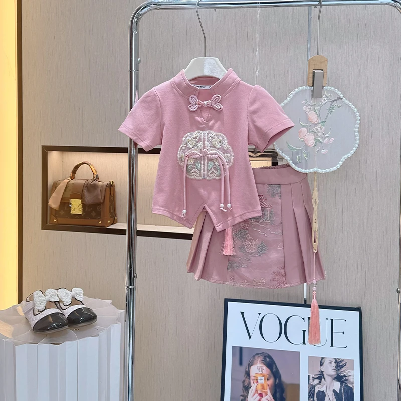 女童夏装套装新中式洋气夏季网红时尚国风夏款马面裙女宝宝两件套