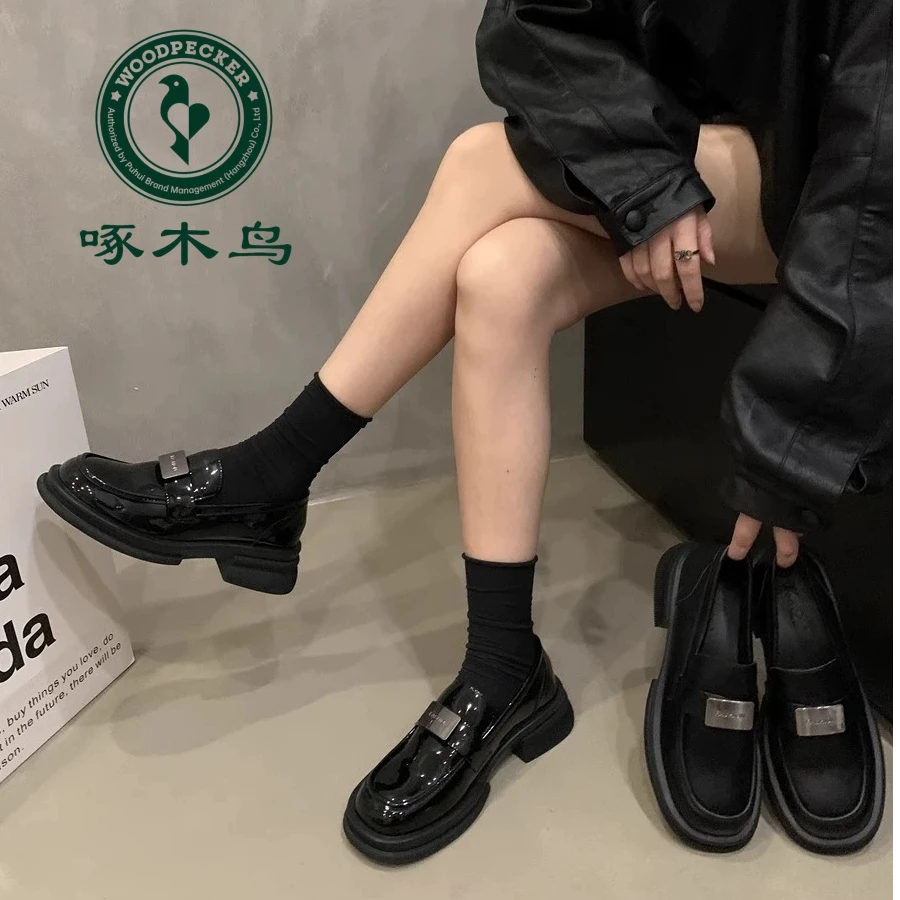 啄木鸟英伦风小皮鞋百搭乐福鞋厚底女鞋高级感复古单鞋jk鞋上班族