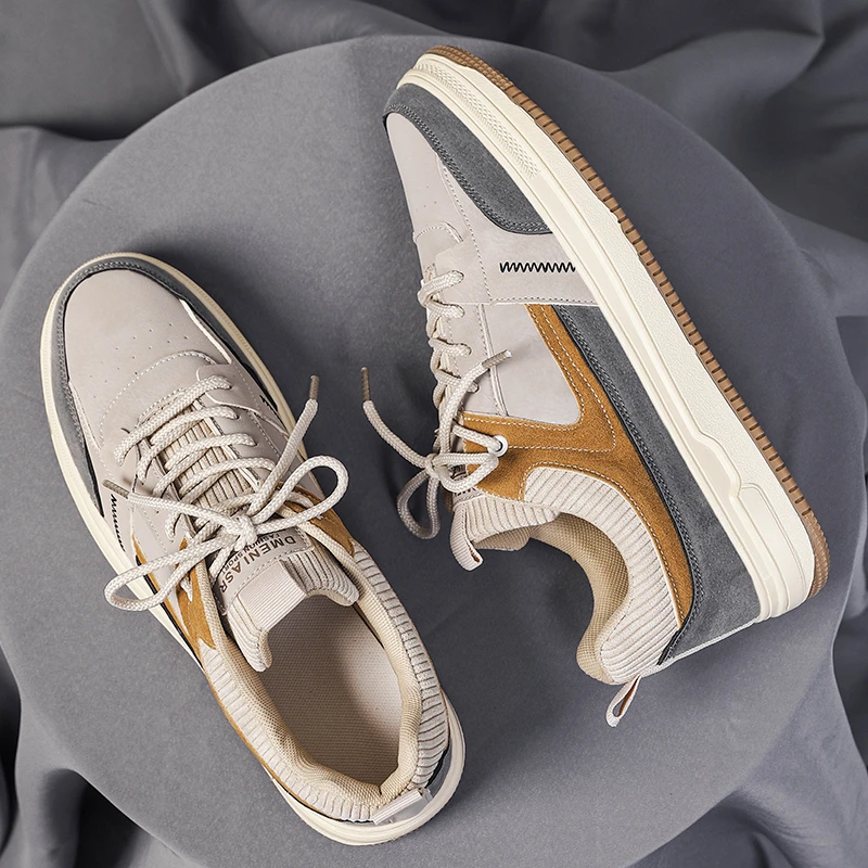 大码男鞋45秋款鞋子男款46男士百搭47码休闲鞋皮面运动鞋四季潮鞋