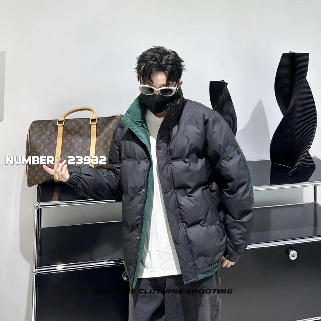 羽服冬季新款撞色立领百搭潮时尚休闲羽服外套敏2332东2