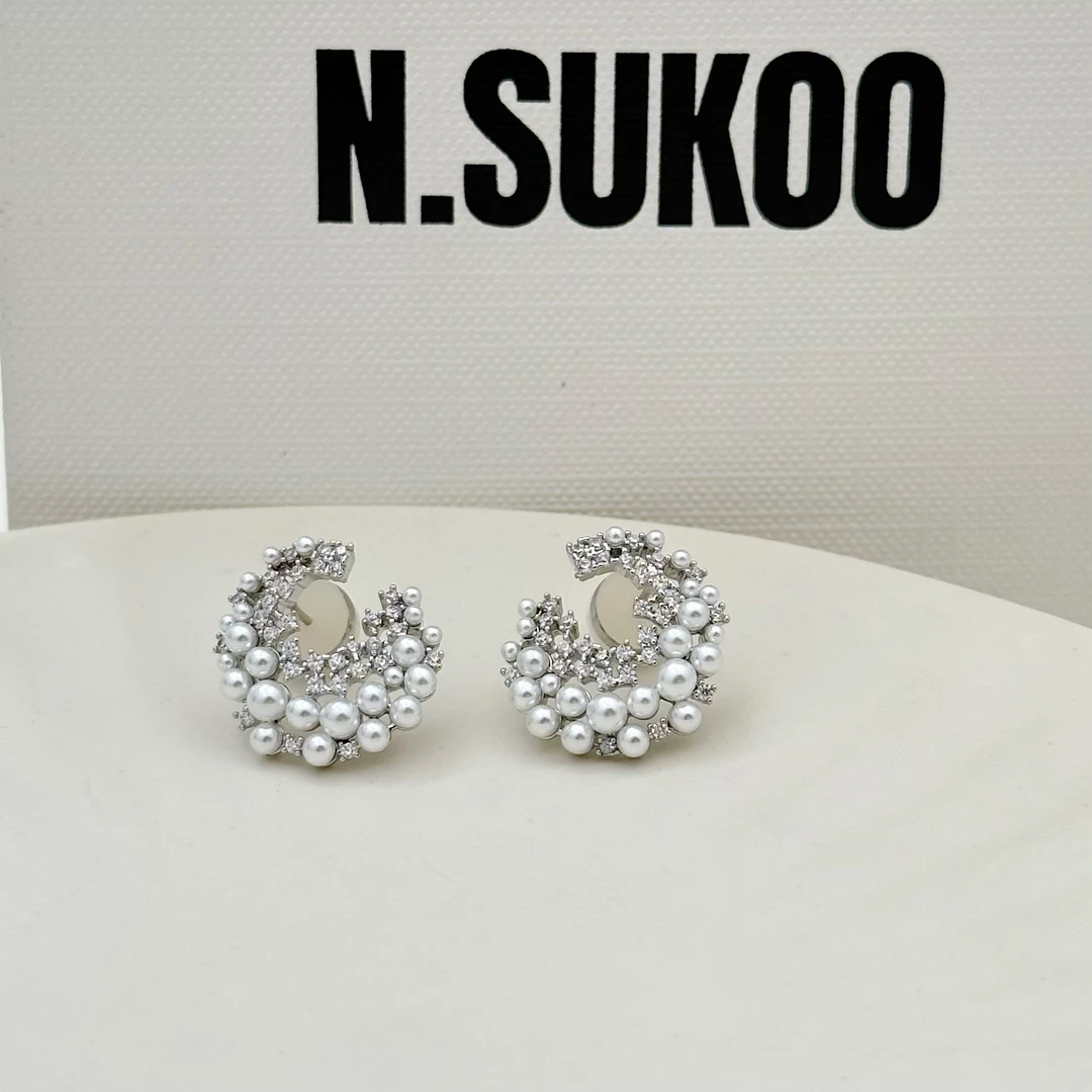 铜合金仿珍珠耳饰 E0540 时尚个性法式小米珠气质耳钉