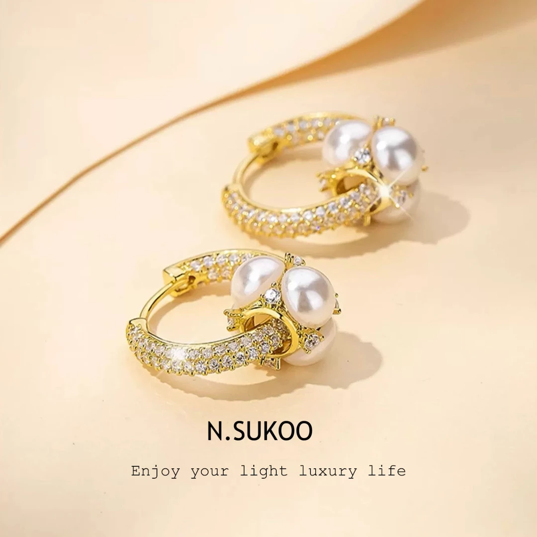 铜合金仿珍珠耳饰 E0485-670时尚轻奢小众两戴优雅精致高级感耳环