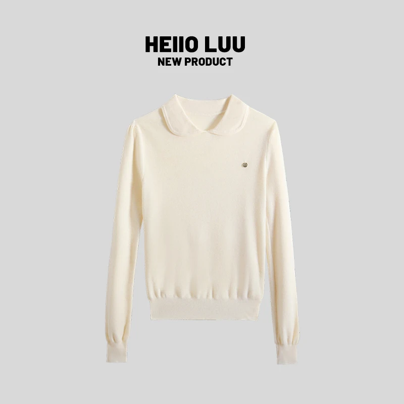 2025秋冬新款 超细羊毛时尚减龄娃娃领针织打底衫女百搭叠穿上衣