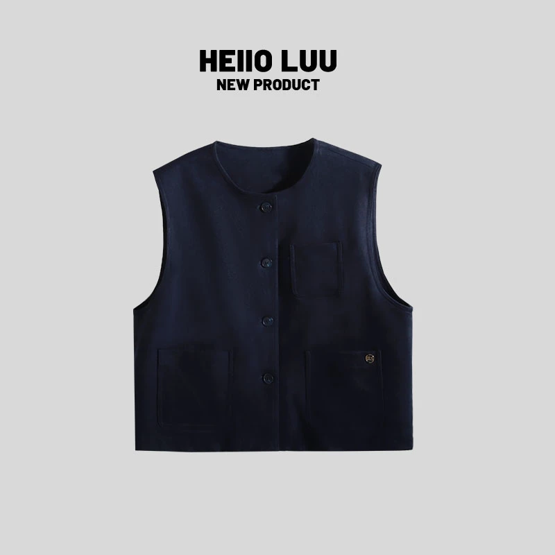 麂皮绒马甲外套女百搭无袖上衣背心马夹