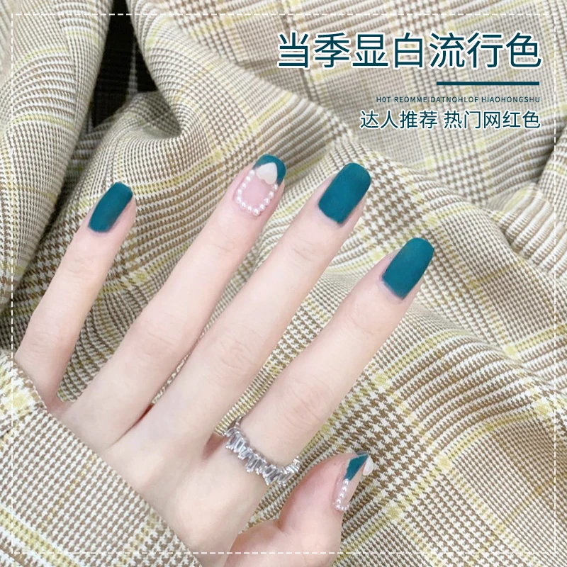 秋冬网红款显白指甲油胶2025年新款流行孔雀蓝绿色光疗胶美甲店用