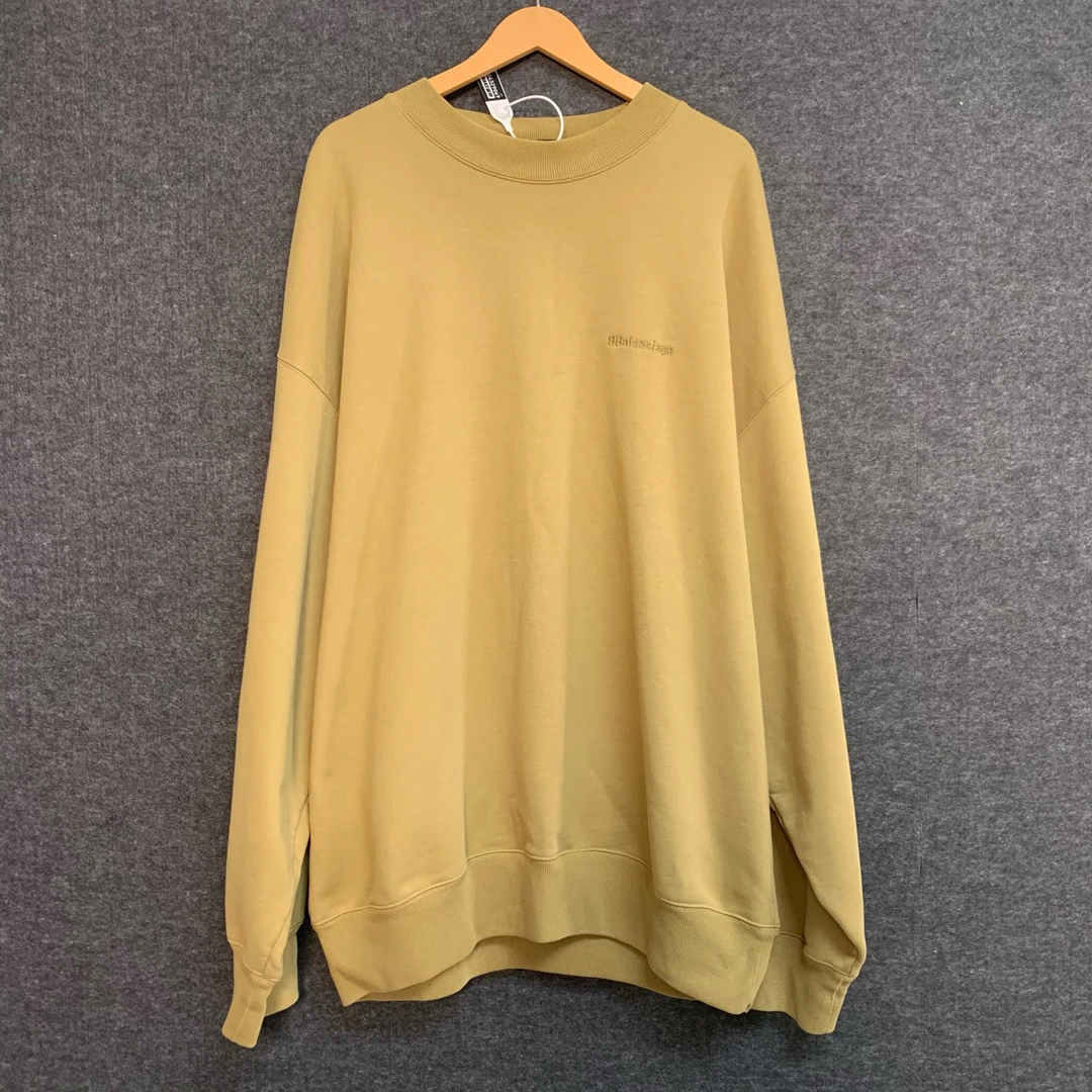 【98新】巴黎世家/Balenciaga 黄色双B字母刺绣圆领卫衣/ M码 /