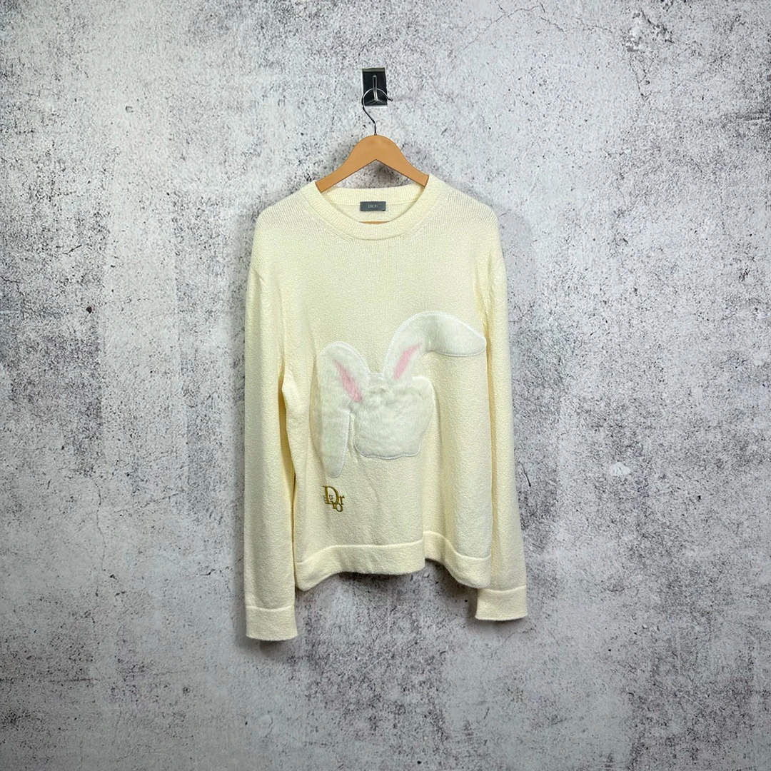 【全新】Dior迪奥 米色 SS23 兔年限定 植绒 针织毛衣 / S码/2395