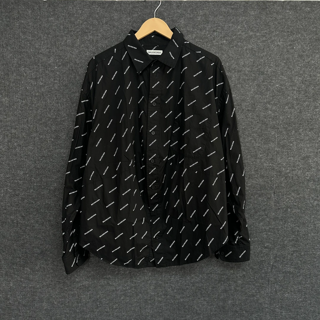 【全新】巴黎世家/Balenciaga 满印黑色 衬衣 / 34码偏大 / 公价8k
