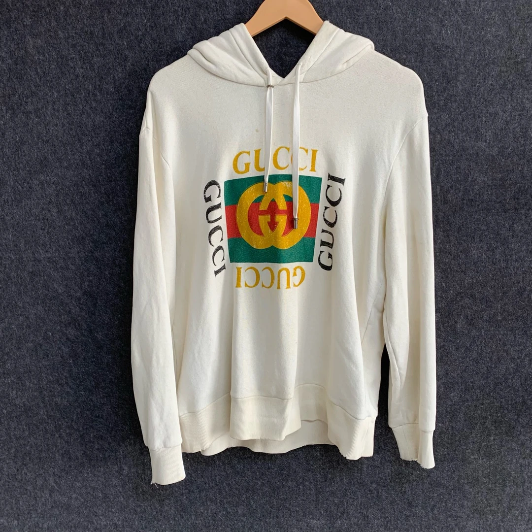 GUCCI 古驰 Logo字母印花连帽抽绳连帽卫衣 xs码/8新/公价3999