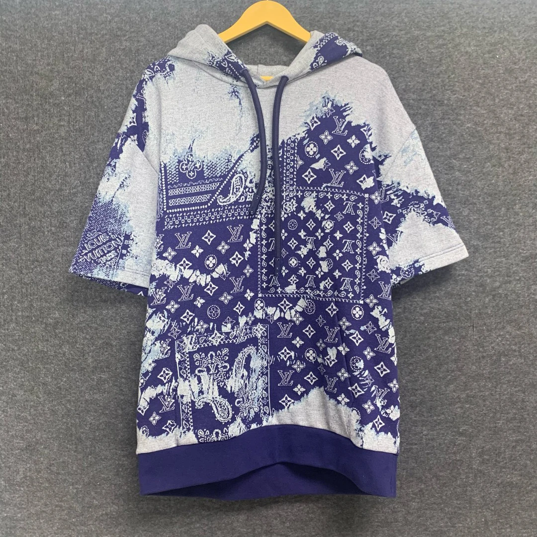 【全新】路易威登/Louis Vuitton 拼色满印连帽灰色卫衣 专柜价1.1w