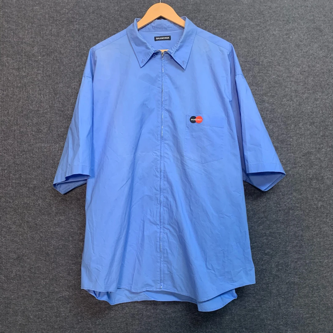 【99新】巴黎世家/Balenciaga 蓝色宽松衬衣/ 41码 /公价4000