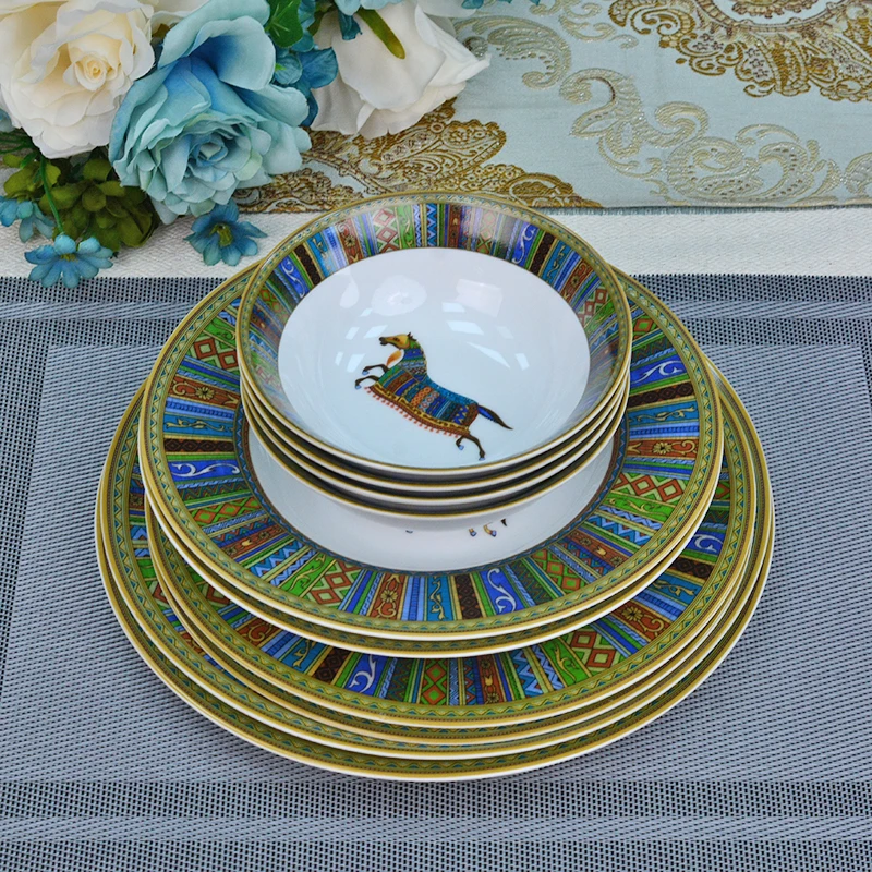 【她瓷】家用轻奢10件套打包餐具套装