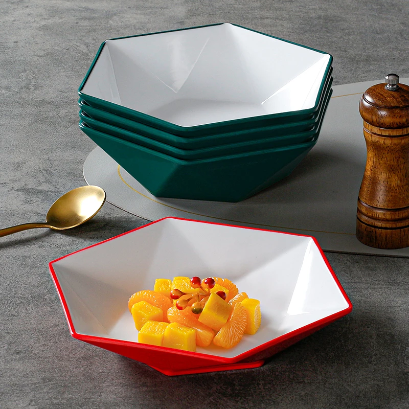 祥源美密胺餐具盘子商用六角盘餐厅饭店创意沙拉凉菜凉拌餐盘菜盘