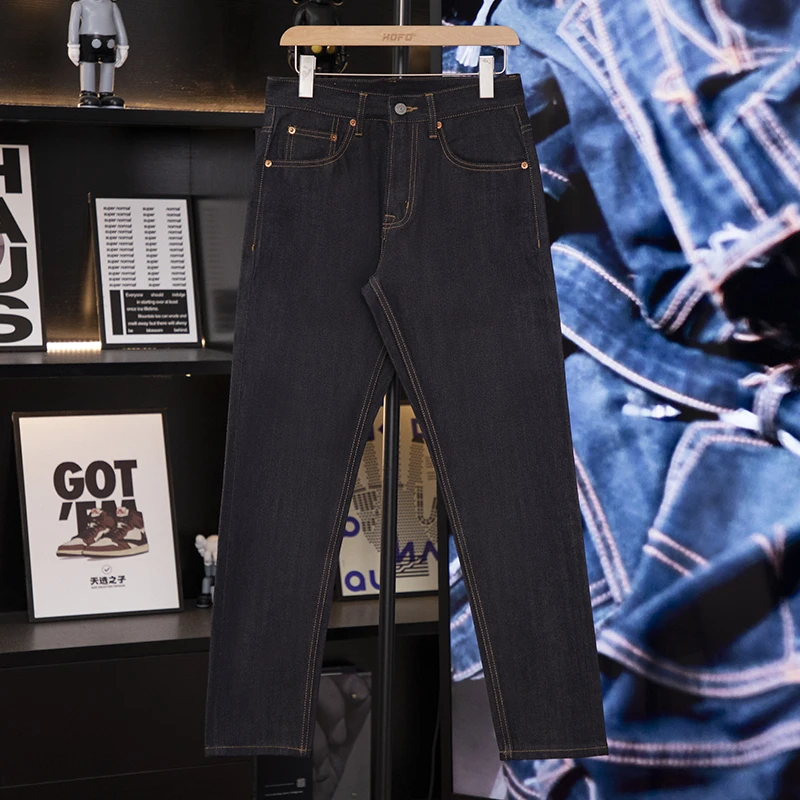 15.5oz 原色基础养牛款 赤耳丹宁蓝色牛仔裤 直筒宽松男士潮