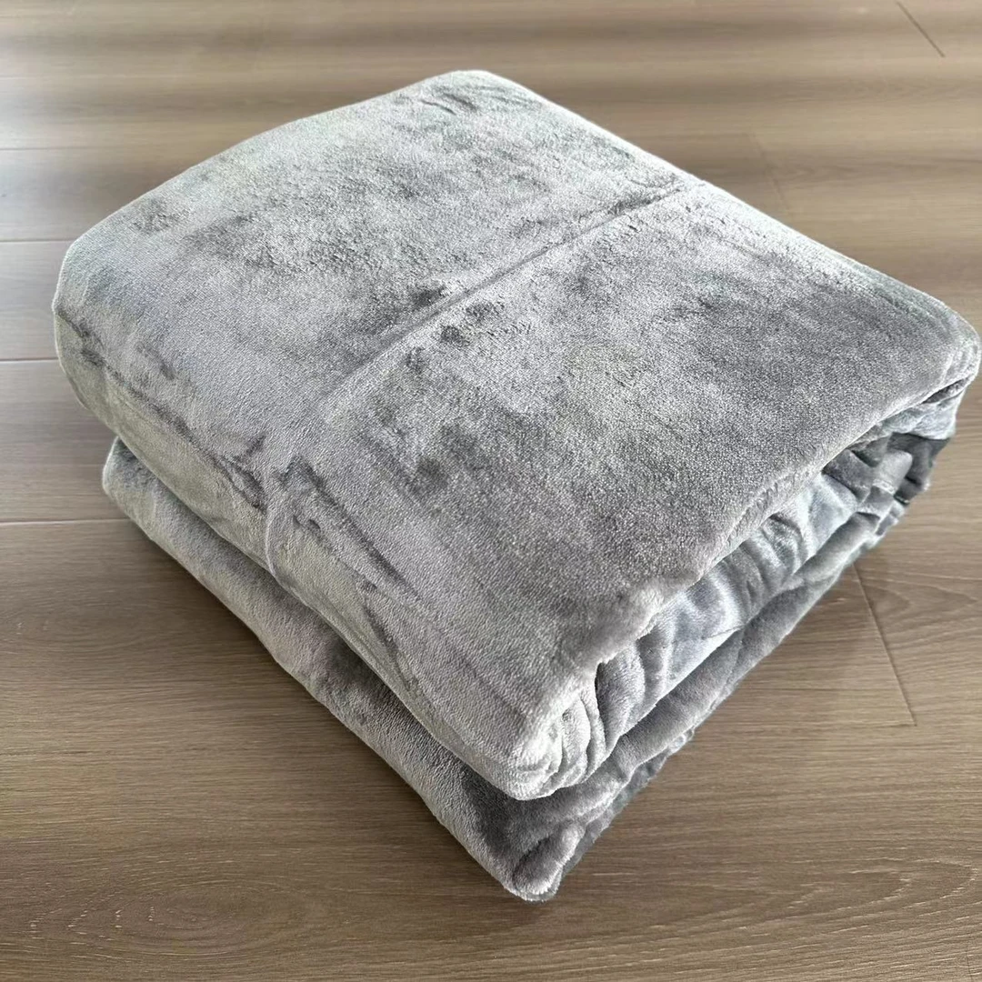【被子】灰色菠萝格包边秋冬被150*200柔软精梳夹棉保暖绒毛毯双面