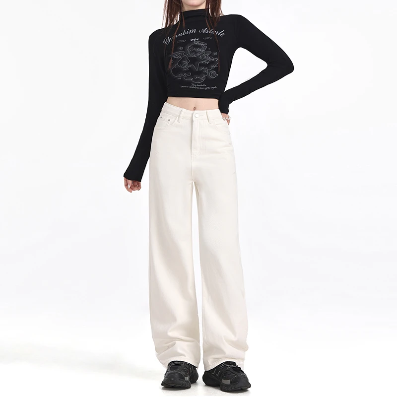 【多米元素】2024秋冬白月光直筒窄版宽松牛仔裤小个子高个子女