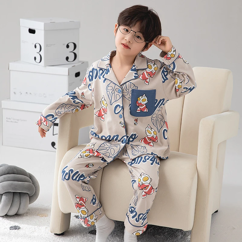 男童儿童睡衣春秋季纯棉长袖中大童小男孩秋款卡通童装家居服套装