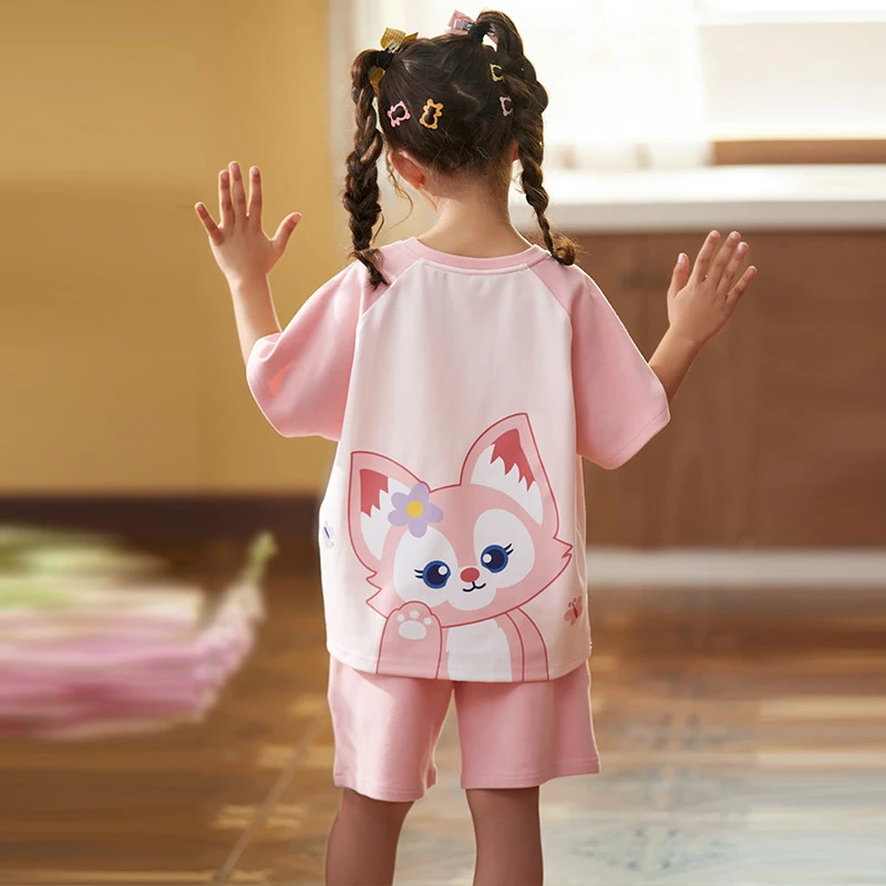 夏季纯棉女童睡衣短袖薄款儿童母女套装夏天中大童卡通女孩家居服