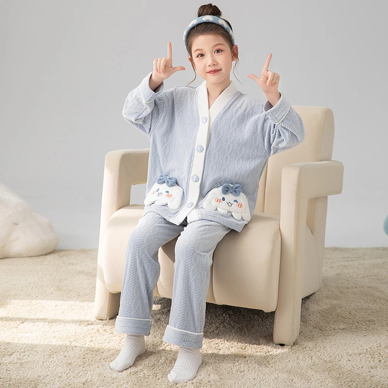 【海岛绒】秋冬女童睡衣冬季加厚中大童海岛绒儿童家居服珊瑚绒套装