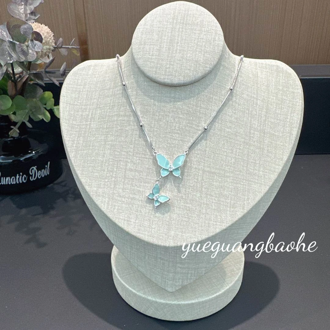 铜合金项链 夏日清新 铜合金滴釉双蝴蝶吊坠项链 X1001