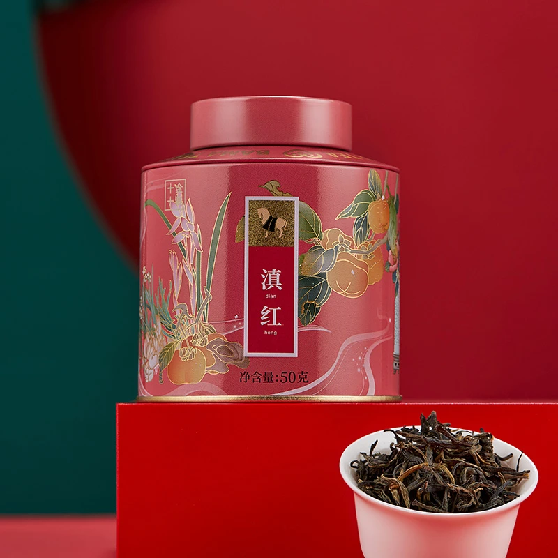 八马茶业云南特级滇红大叶种工夫红茶国风铁罐装自饮装茶叶50gAH