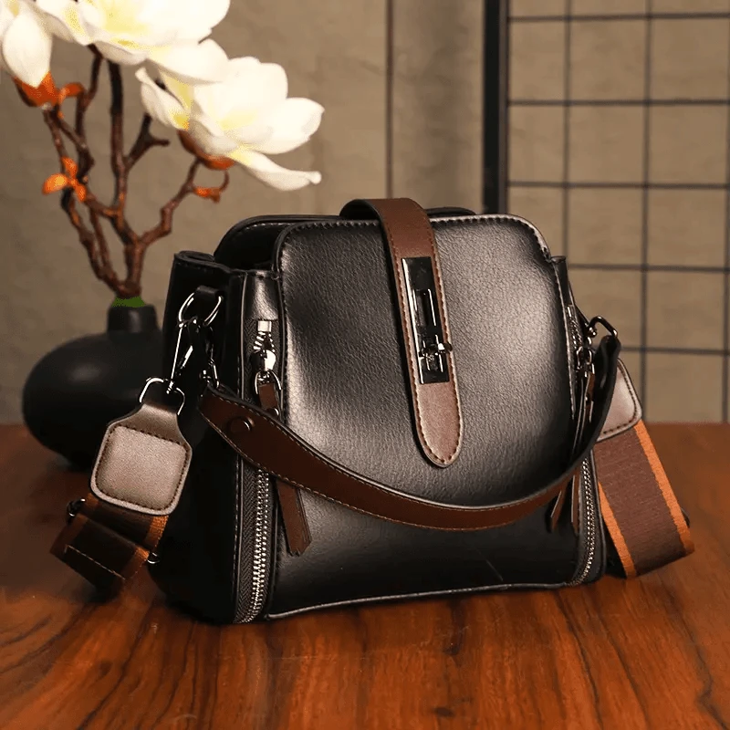 【轻奢专柜】2025四季款时尚高级感撞色优雅小众大容量水桶包斜挎包