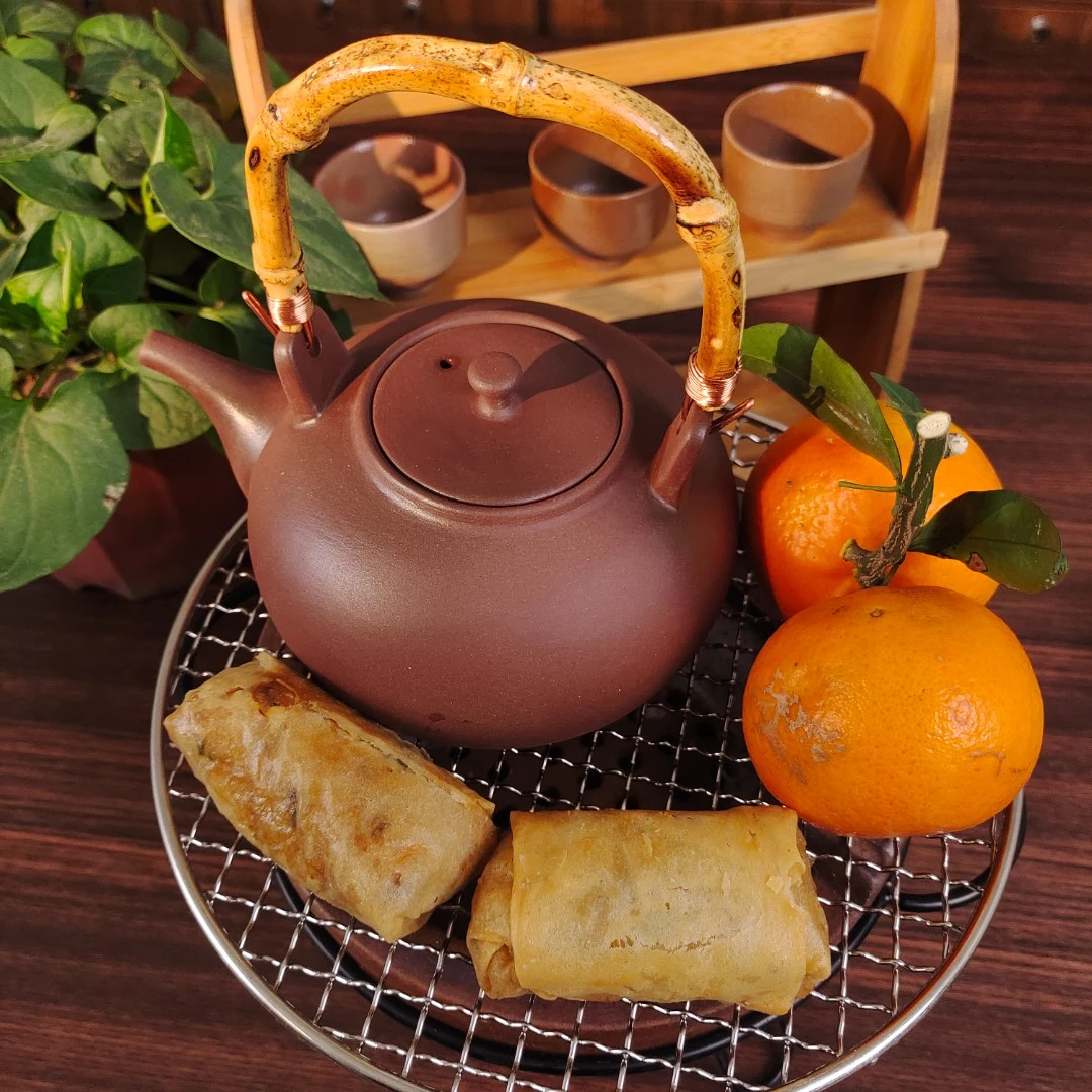 潮州仿古手工老岩泥围炉煮茶大容量大口提梁煮茶器