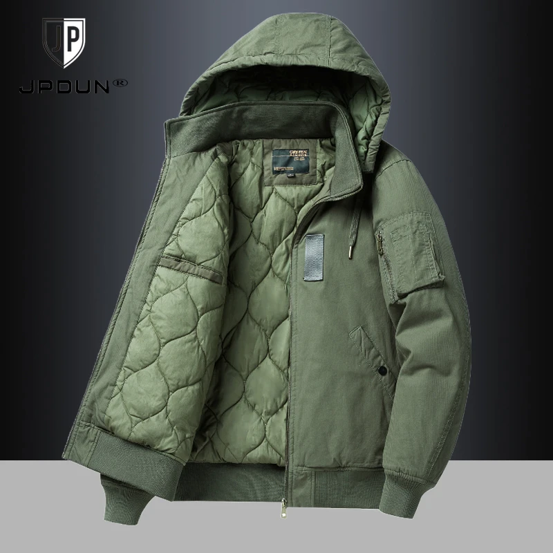 JPDUN吉普盾冬加棉加厚保暖棉衣男中青年宽松可脱卸帽厚外套棉服