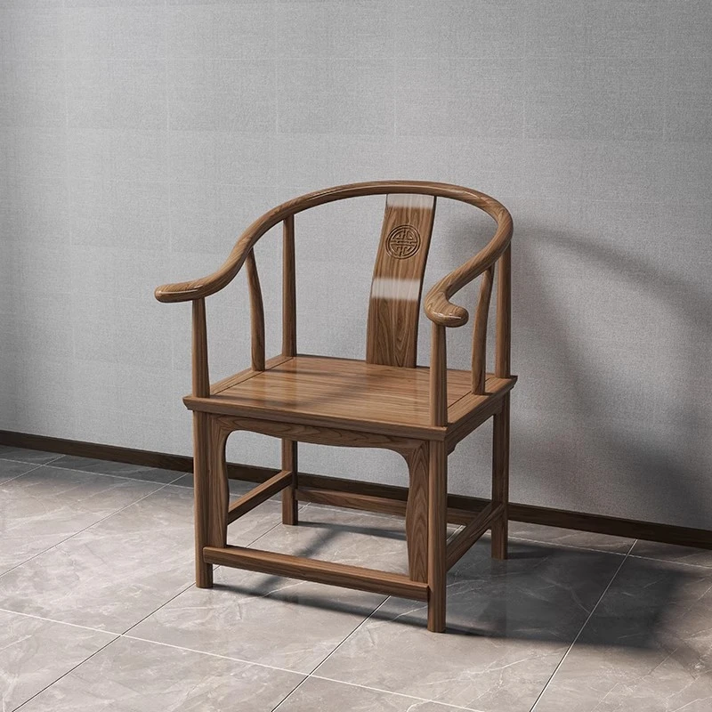 新中式实木茶台茶桌椅子家用橡胶木围椅圈椅方凳梳背椅扶手官帽椅