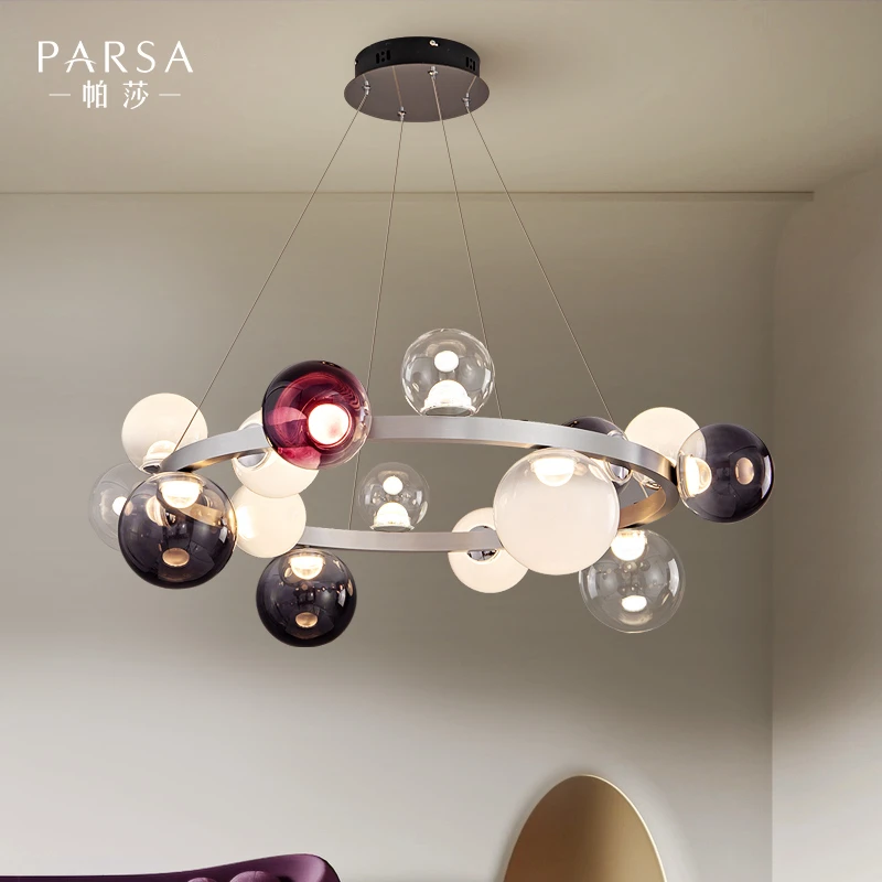 帕莎客厅吊灯现代轻奢大厅主灯浪漫氛围感房间泡泡玻璃设计餐厅灯