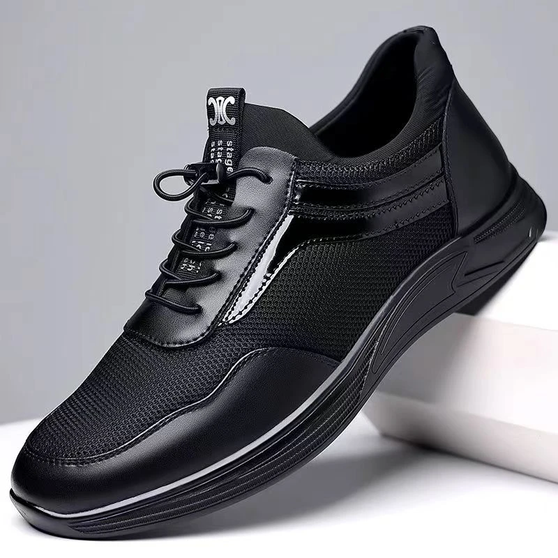 新款真皮网面秋季男鞋增高鞋男休闲运动韩版透气6-8厘米皮鞋