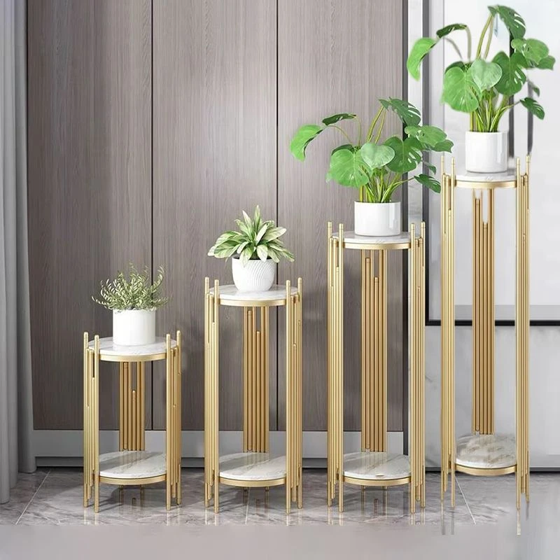 【友创】大理石花架客厅置物架电视柜旁落地式摆件阳台轻奢花盆架