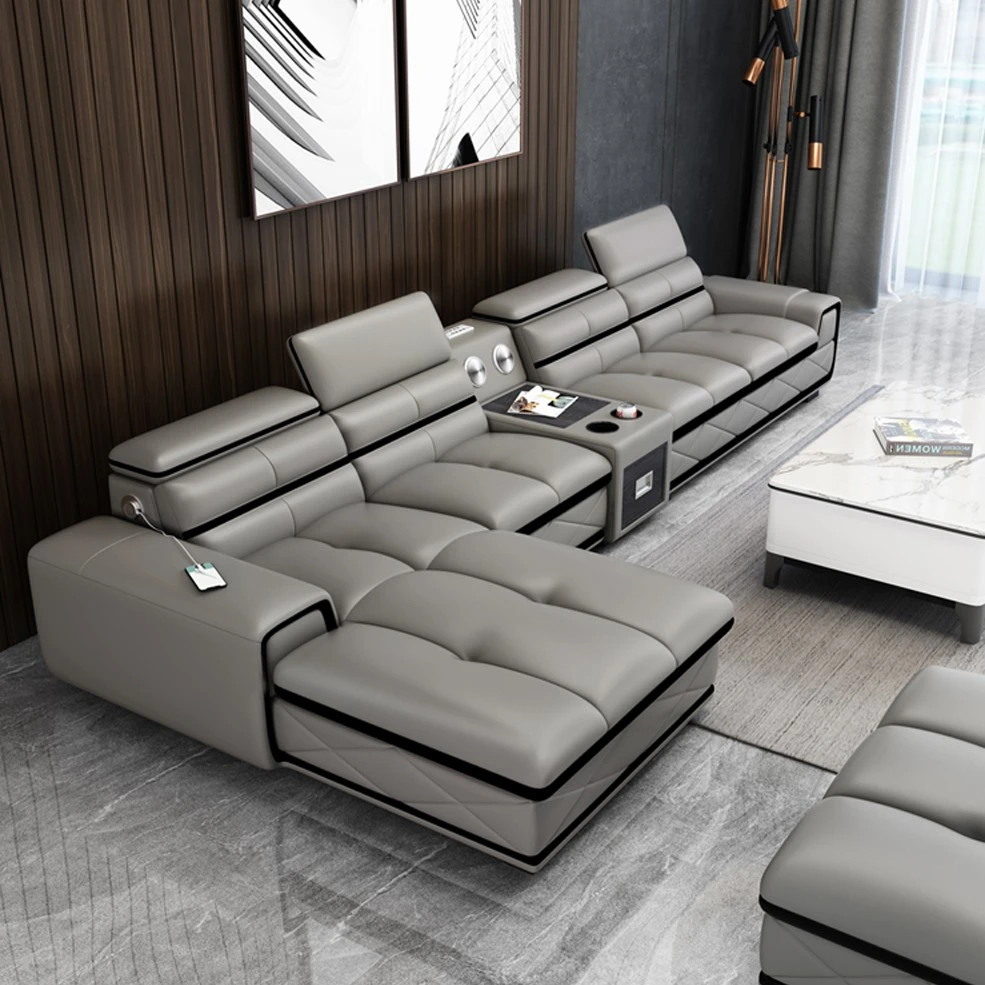 客厅皮沙发时尚沙发休闲沙发转角沙发太空舱皮质储物三人位