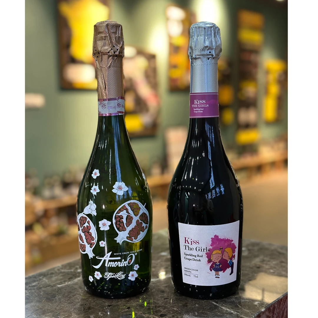 西班牙原瓶进口无醇起泡葡萄汁红白组合少女之吻天使之爱750ml*2