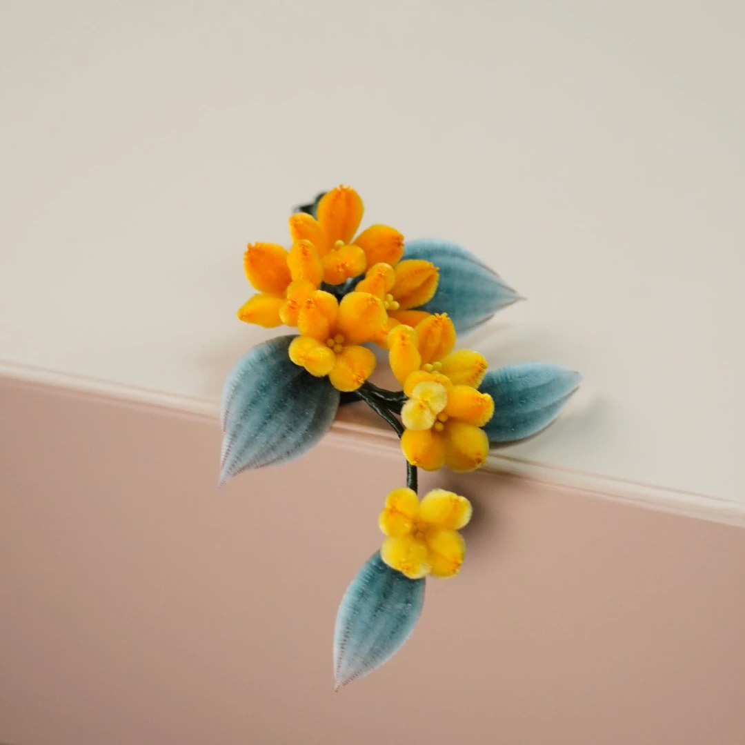 桂花边夹细绒 非遗绒花南京绒花国风手工艺品