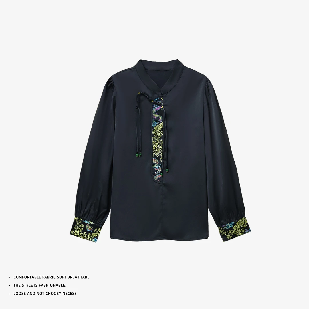 【清】新中式国风盘扣衬衫盘扣气质长袖衬衣9251