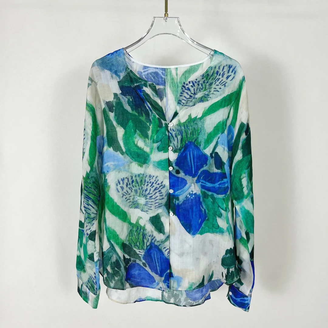 高级气质晕染印花衬衫半裙K04057 D846