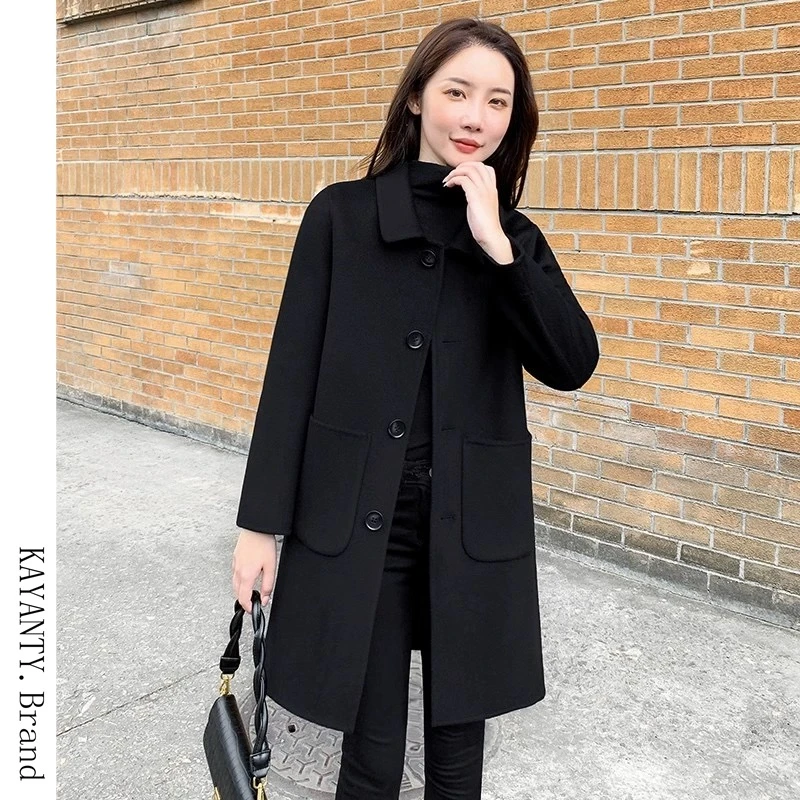 8806春季新款小香风双面呢全羊毛大衣气质显瘦百搭秋季时尚